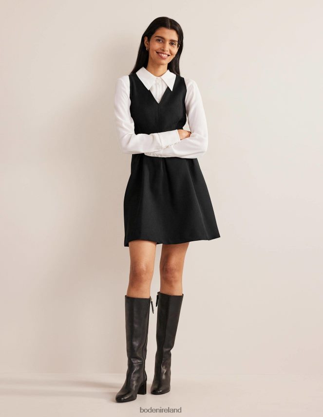 Black Clothing V-Neck Skater Mini Dress Boden Women L466L61372