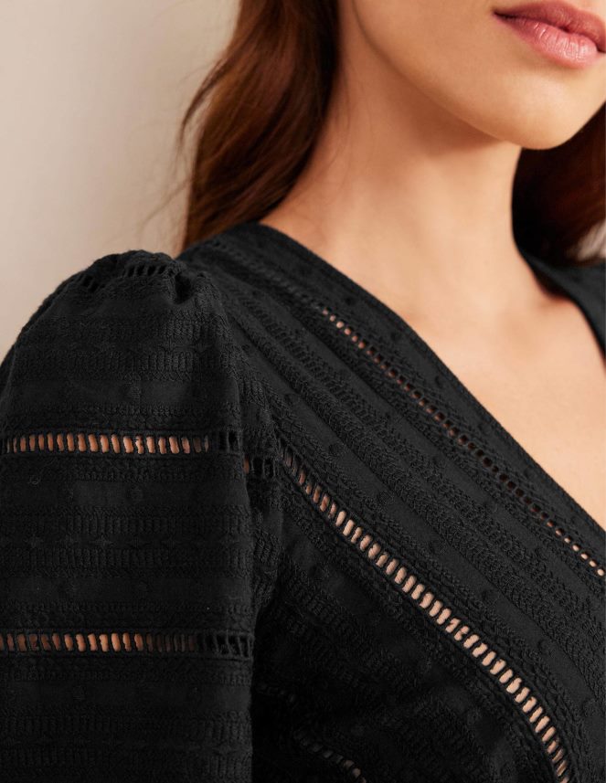 Black Clothing Woven Mix Midi Jersey Dress Boden Women L466L61013