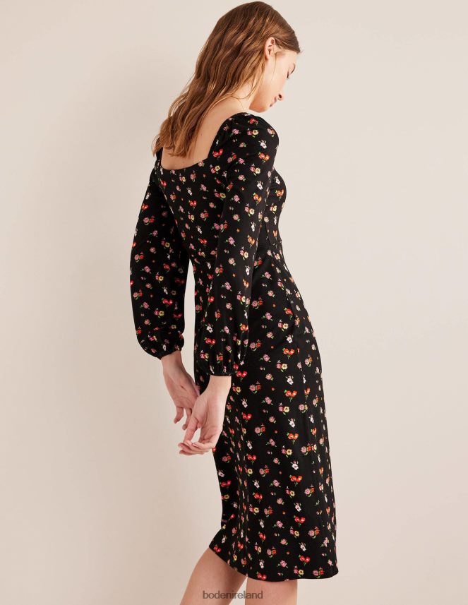 Black & Dainty Sprig Clothing Square Neck Jersey Midi Dress Boden Women L466L61178