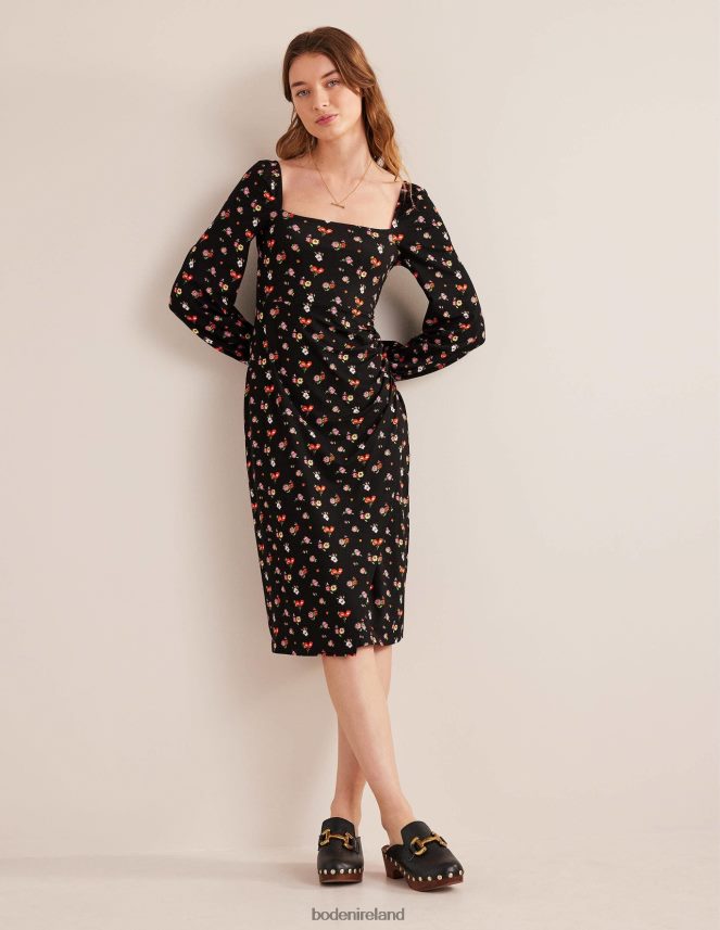 Black & Dainty Sprig Clothing Square Neck Jersey Midi Dress Boden Women L466L61178