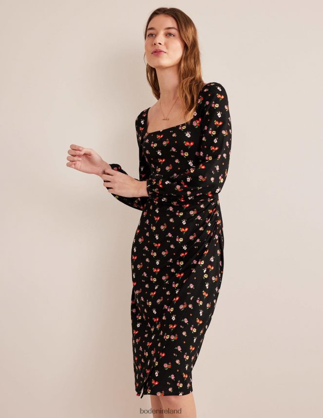 Black & Dainty Sprig Clothing Square Neck Jersey Midi Dress Boden Women L466L61178