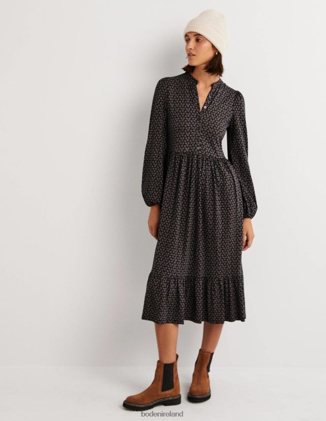 Black & Diamond Bud Clothing Buttoned Jersey Midi Dress Boden Women L466L61268
