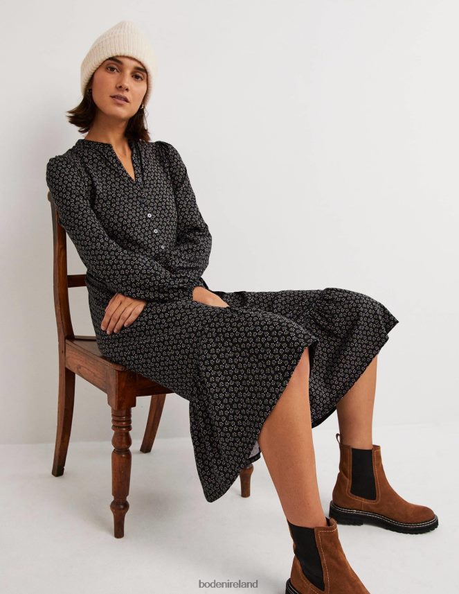 Black & Diamond Bud Clothing Buttoned Jersey Midi Dress Boden Women L466L61268