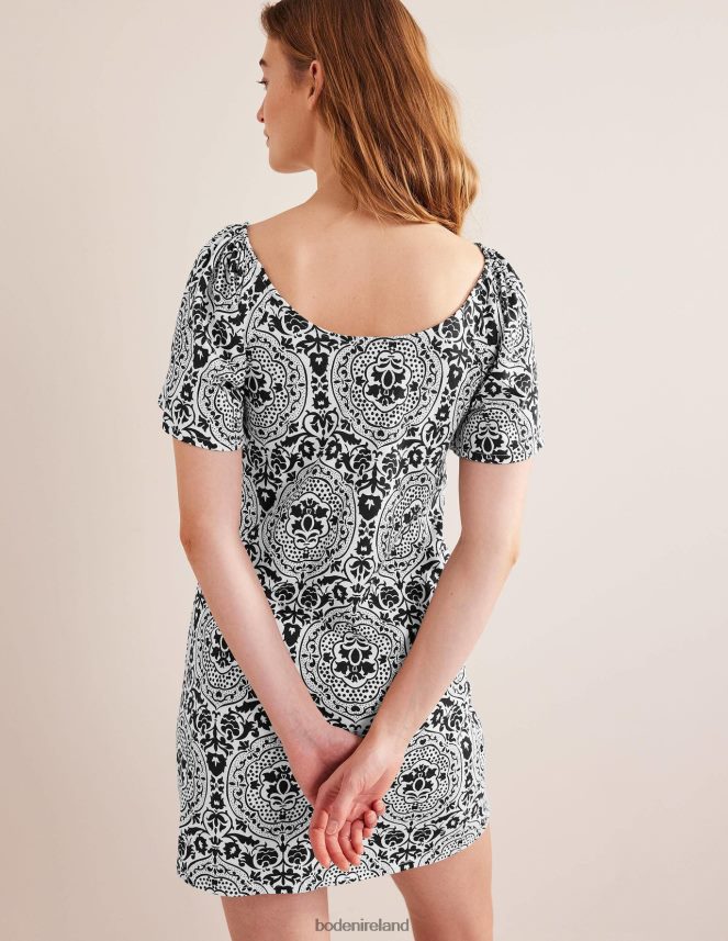 Black & Exotic Tile Clothing Scoop Neck Jersey Mini Dress Boden Women L466L61319