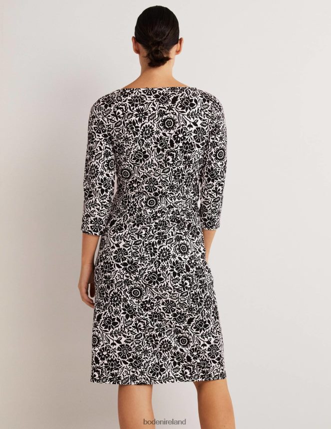 Black & Foliage Bloom Clothing Penny Jersey Dress Boden Women L466L61626