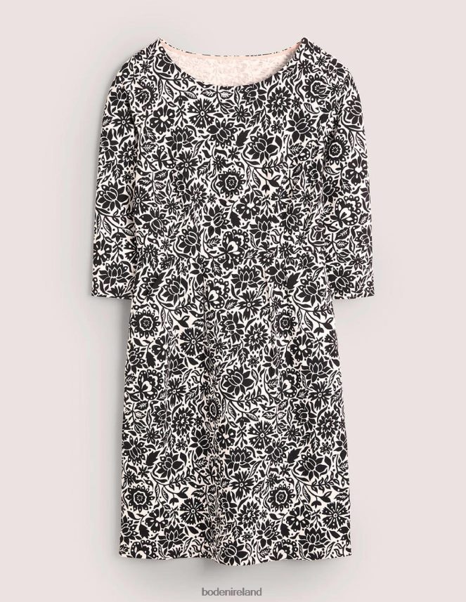 Black & Foliage Bloom Clothing Penny Jersey Dress Boden Women L466L61626