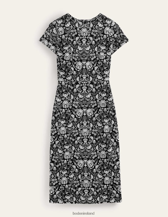 Black & Gardenia Sprig Clothing Jersey Column Midi Dress Boden Women L466L61175