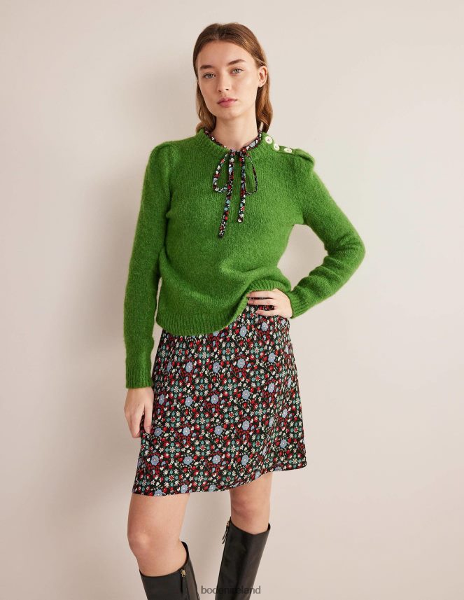 Black & Gardenia Swirl Clothing Tie Neck Shirt Dress Boden Women L466L61559