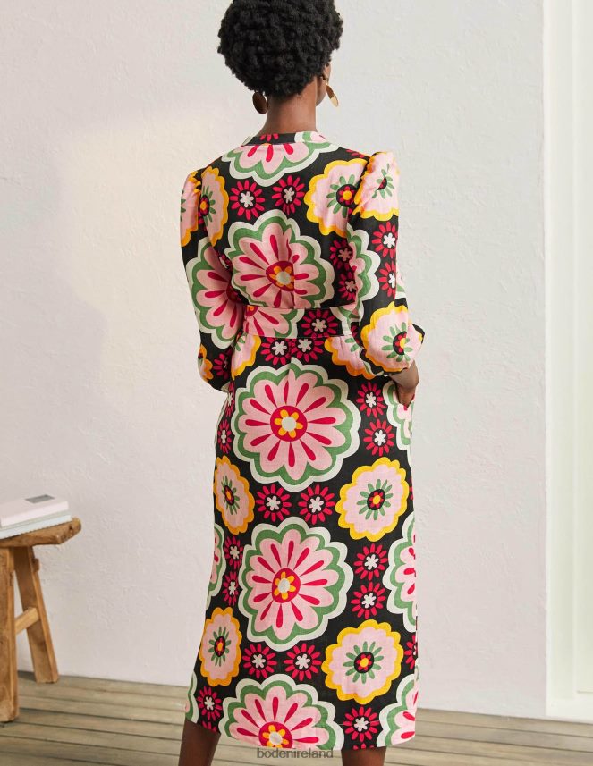 Black & Opulent Daisy Clothing Linen Midi Shirt Dress Boden Women L466L62407