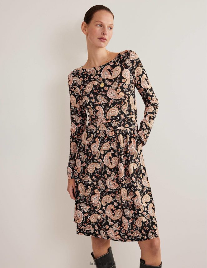 Black & Paisley Passion Clothing Abigail Jersey Dress Boden Women L466L61192