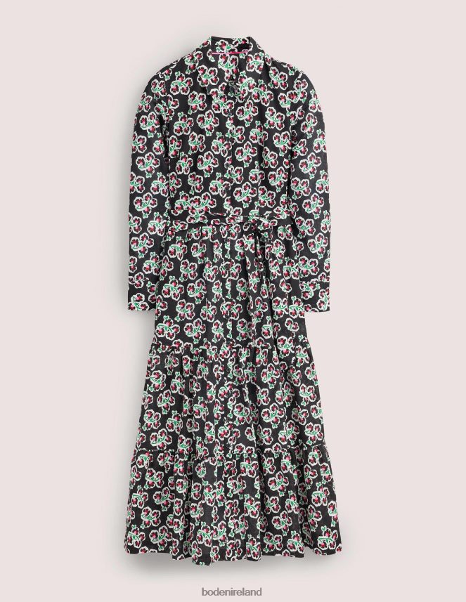 Black & Petal Blossom Clothing Tiered Cotton Maxi Shirt Dress Boden Women L466L62467