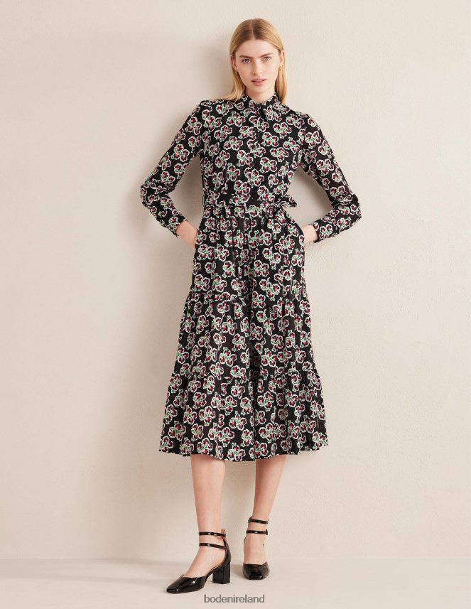 Black & Petal Blossom Clothing Tiered Cotton Maxi Shirt Dress Boden Women L466L62467