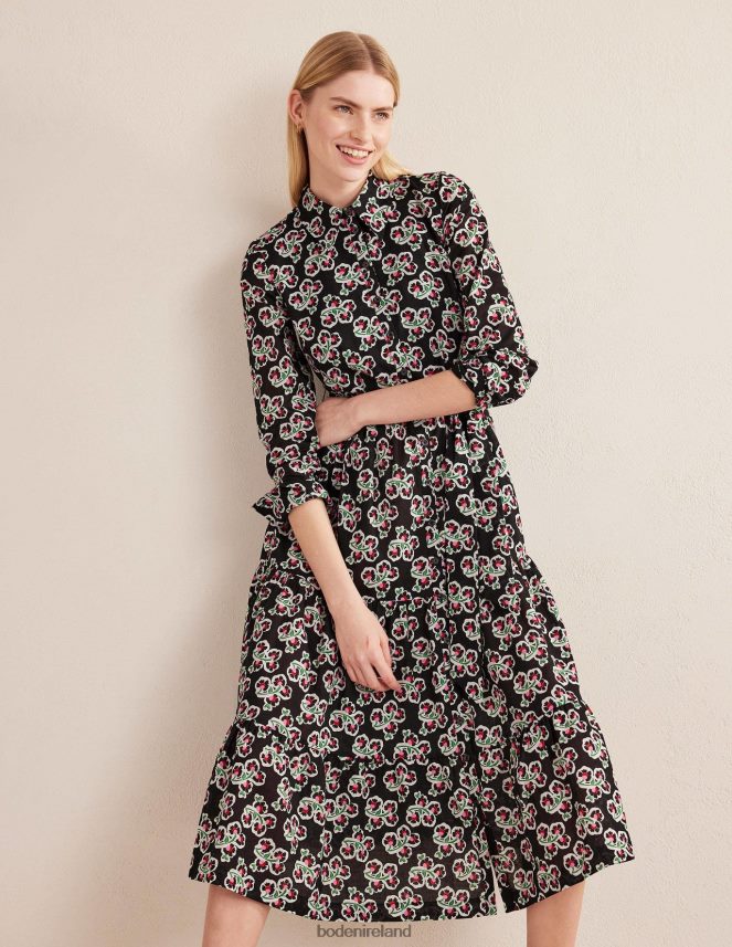 Black & Petal Blossom Clothing Tiered Cotton Maxi Shirt Dress Boden Women L466L62467