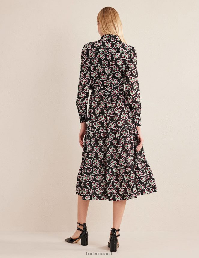 Black & Petal Blossom Clothing Tiered Cotton Maxi Shirt Dress Boden Women L466L62467