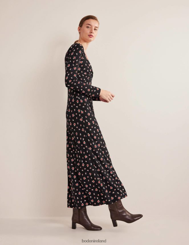 Black & Rose Pop Clothing Sweetheart Jersey Midi Dress Boden Women L466L61546