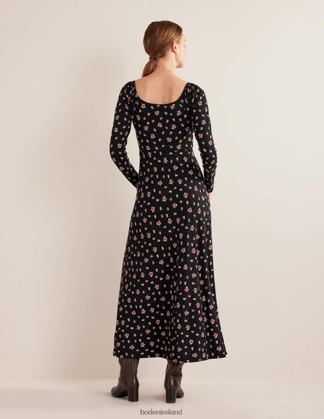 Black & Rose Pop Clothing Sweetheart Jersey Midi Dress Boden Women L466L61546