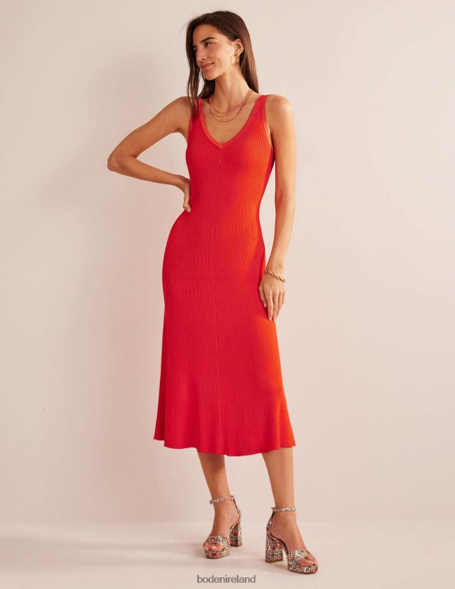 Blood Orange Clothing V-Neck Knitted Midi Dress Boden Women L466L63