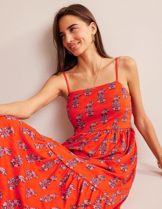 Blood Orange & Sweet Paisley Clothing Strappy Jersey Midi Dress Boden Women L466L61345