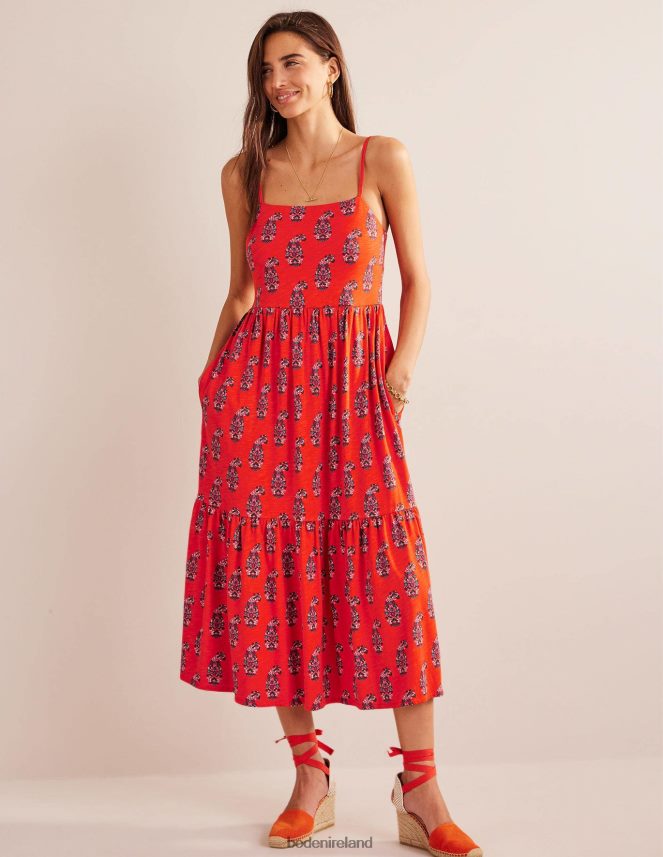 Blood Orange & Sweet Paisley Clothing Strappy Jersey Midi Dress Boden Women L466L61345