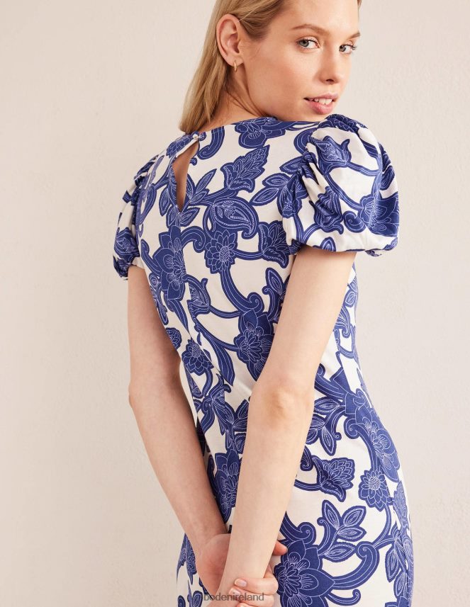 Blue Ribbon & Paisley Whirl Clothing Puff Sleeve Jersey Midi Dress Boden Women L466L6969