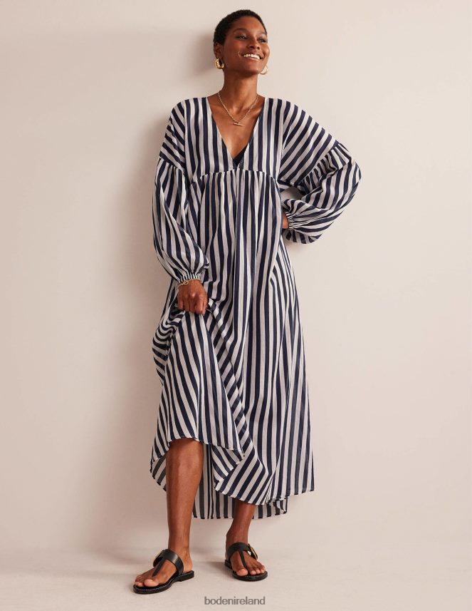 Blue and Ivory Stripe Clothing Maxi Empire Beach Kaftan Boden Women L466L634