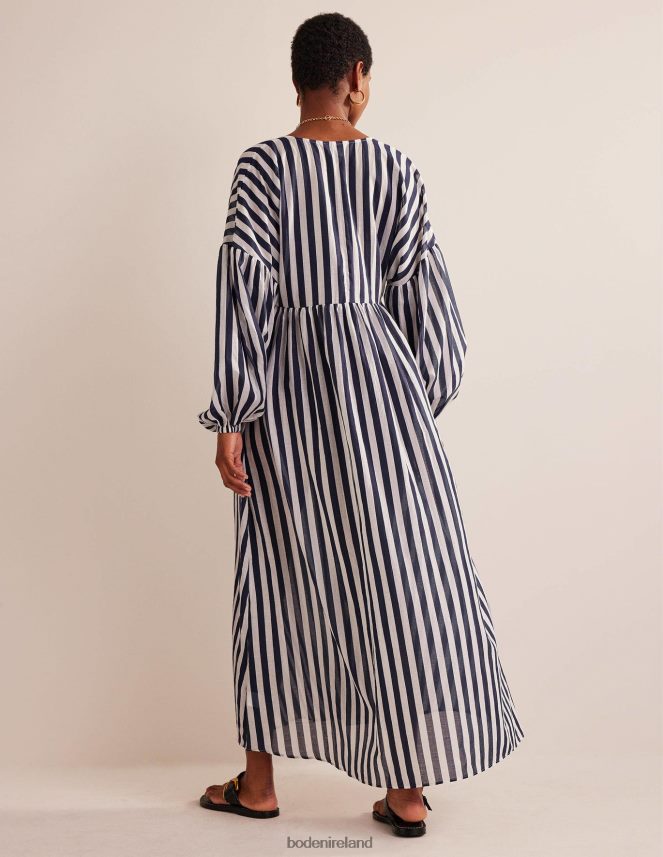 Blue and Ivory Stripe Clothing Maxi Empire Beach Kaftan Boden Women L466L634