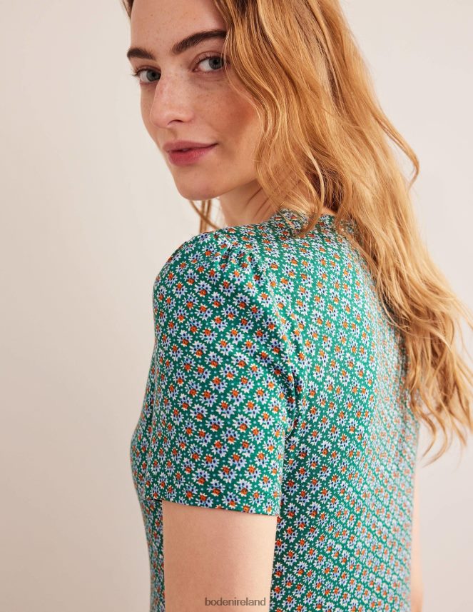 Bottle Green & Bloom Bud Clothing Tiered Easy Jersey Midi Dress Boden Women L466L61016