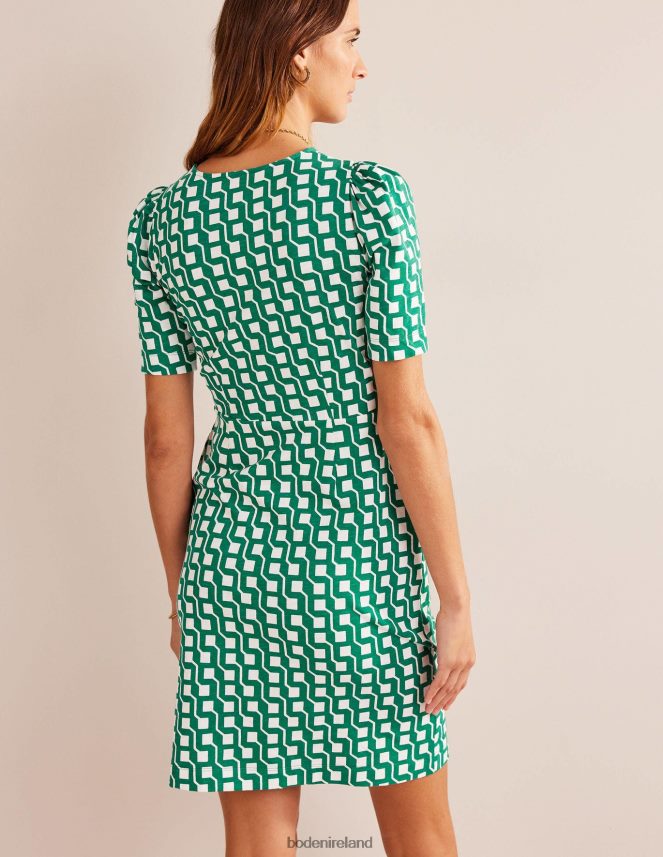 Bright Emerald & Cube Geo Clothing Zoe Jersey Dress Boden Women L466L691