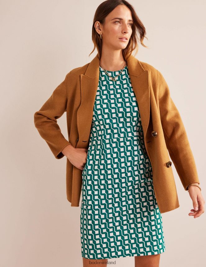 Bright Emerald & Cube Geo Clothing Zoe Jersey Dress Boden Women L466L691