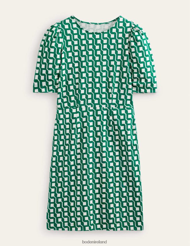 Bright Emerald & Cube Geo Clothing Zoe Jersey Dress Boden Women L466L691