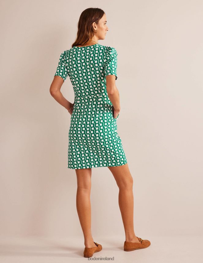 Bright Emerald & Cube Geo Clothing Zoe Jersey Dress Boden Women L466L691
