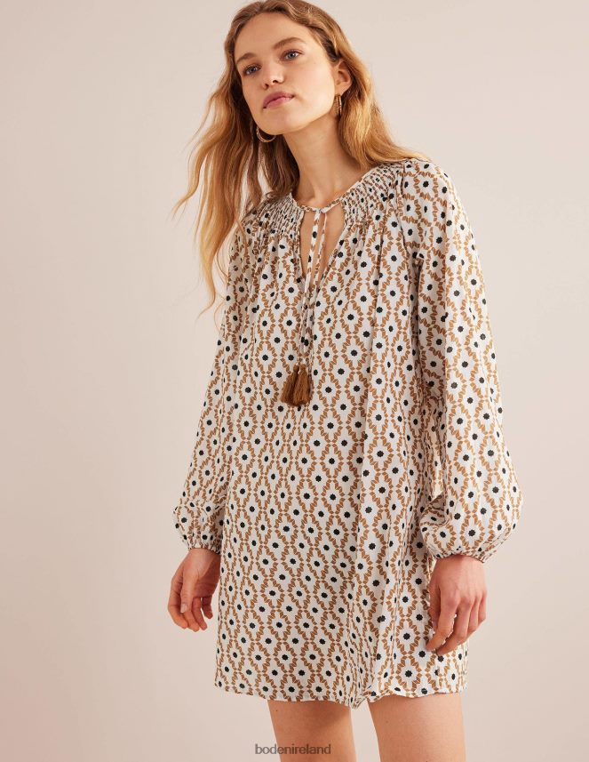 Cashew & Geo Trance Clothing Smocked Neck Beach Kaftan Boden Women L466L62142