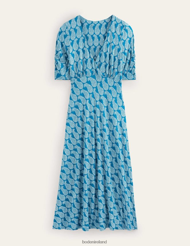 Crystal Teal & Sweet Paisley Clothing Short Sleeve Jersey Midi Dress Boden Women L466L62137