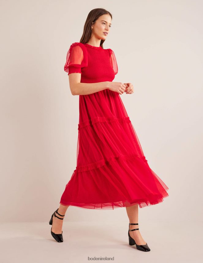 Dark Rose Clothing Smocked Tulle Maxi Dress Boden Women L466L62151