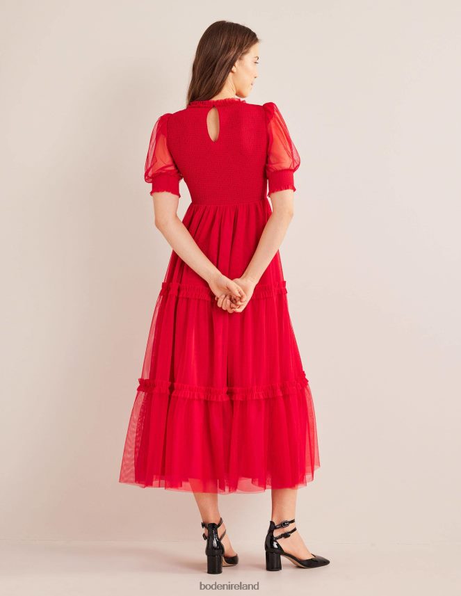 Dark Rose Clothing Smocked Tulle Maxi Dress Boden Women L466L62151