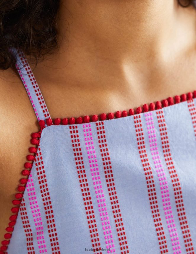 Dragon Red and Pop Pansy Clothing Stripe Halterneck Midi Dress Boden Women L466L62026