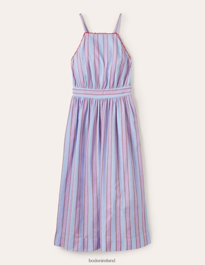 Dragon Red and Pop Pansy Clothing Stripe Halterneck Midi Dress Boden Women L466L62026