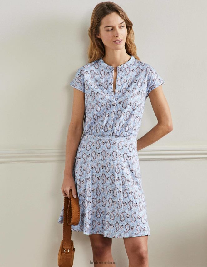 Dusty Blue & Enchanting Paisley Clothing Flippy Jersey Dress Boden Women L466L62396