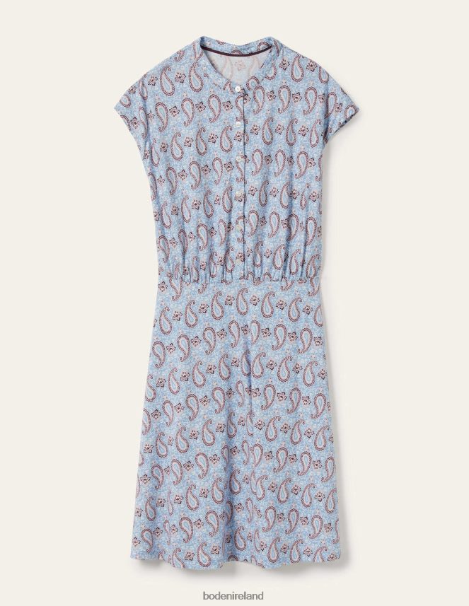 Dusty Blue & Enchanting Paisley Clothing Flippy Jersey Dress Boden Women L466L62396
