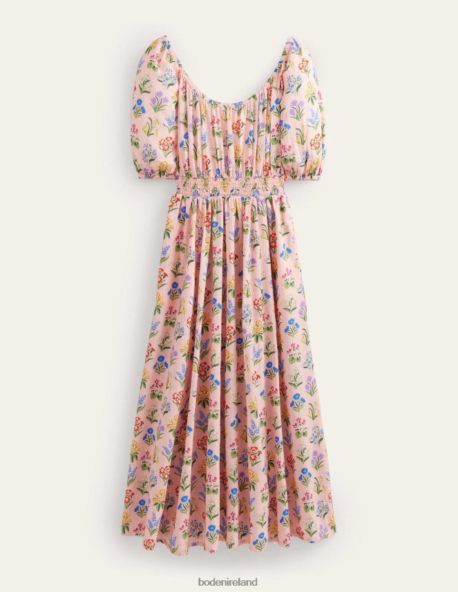 Dusty Pink & Spring Garden Clothing Scoop Neck Midi Dress Boden Women L466L61384