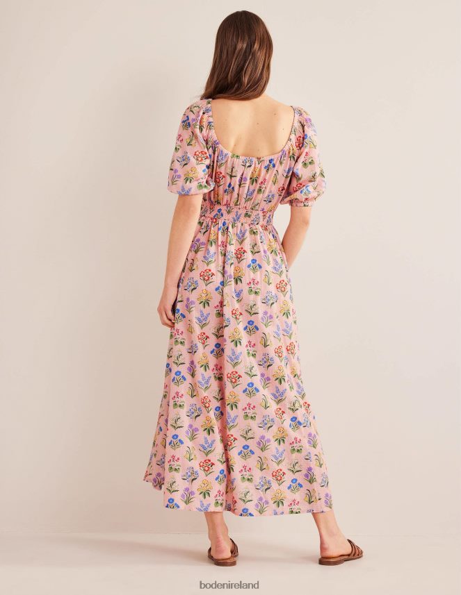Dusty Pink & Spring Garden Clothing Scoop Neck Midi Dress Boden Women L466L61384