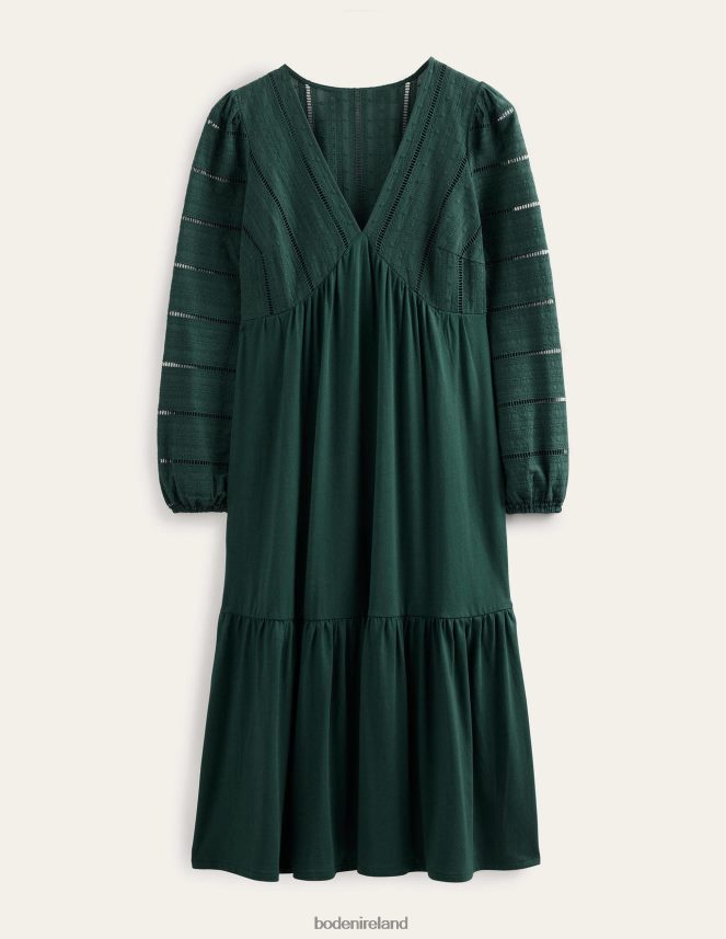 Emerald Night Clothing Woven Mix Midi Jersey Dress Boden Women L466L62128