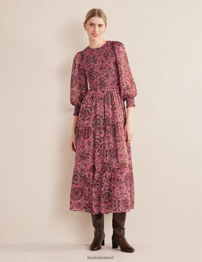 Faded Rose & Floral Tapestry Clothing Metallic Smocked Maxi Dress Boden Women L466L61654