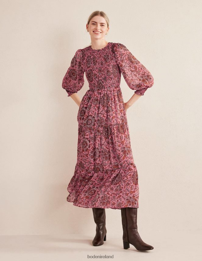 Faded Rose & Floral Tapestry Clothing Metallic Smocked Maxi Dress Boden Women L466L61654