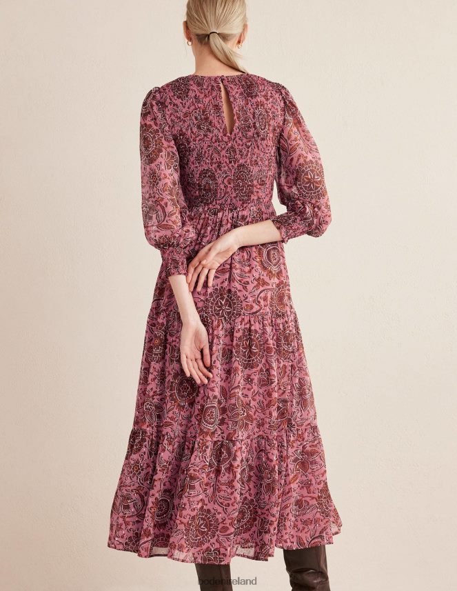 Faded Rose & Floral Tapestry Clothing Metallic Smocked Maxi Dress Boden Women L466L61654