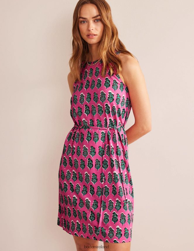 Festival Pink & Artisan Bloom Clothing Swing Jersey Dress Boden Women L466L61033
