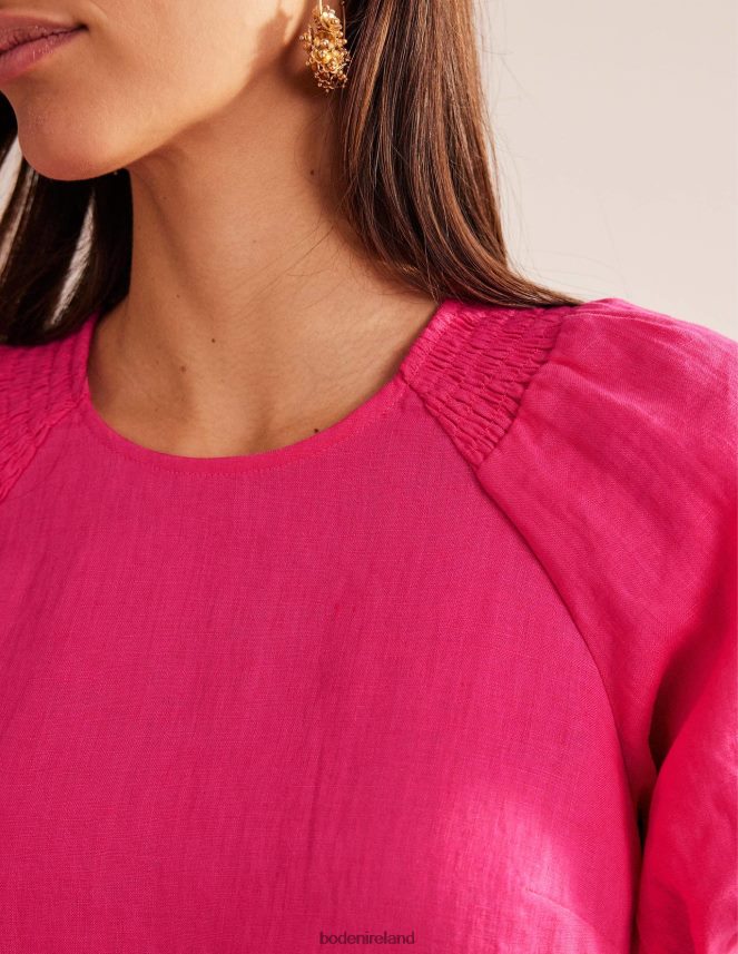 Festival Pink Clothing Sleeve Detail Linen Mini Dress Boden Women L466L674