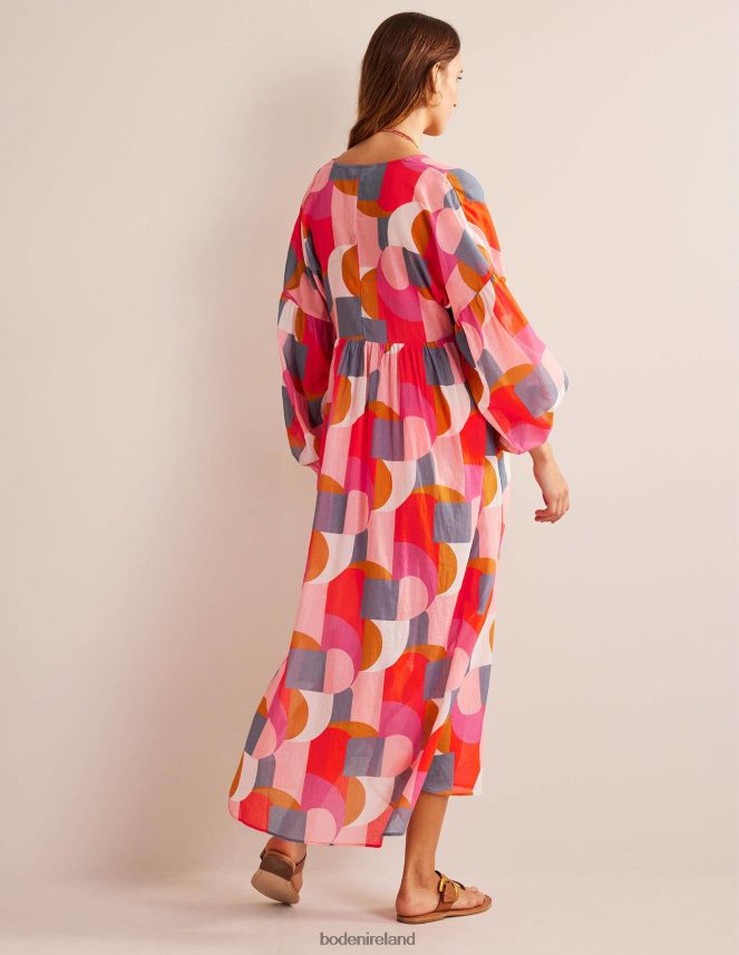 Festival Pink & Geometric Swirl Clothing Maxi Empire Beach Kaftan Boden Women L466L6573