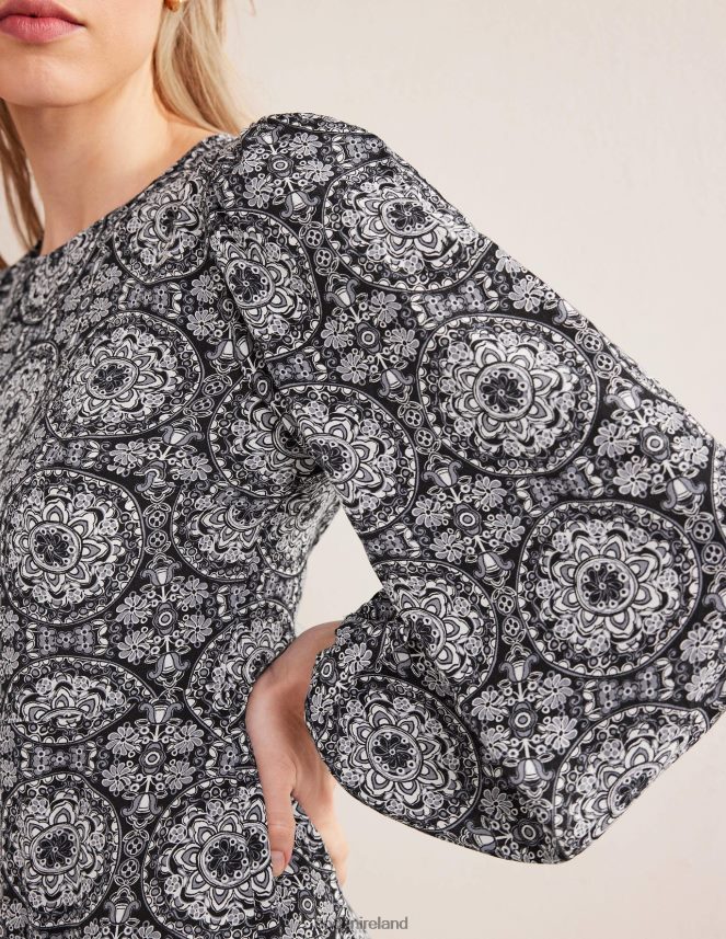 Flint Stone & Sun Bloom Clothing Crew Neck Print Mini Dress Boden Women L466L61761