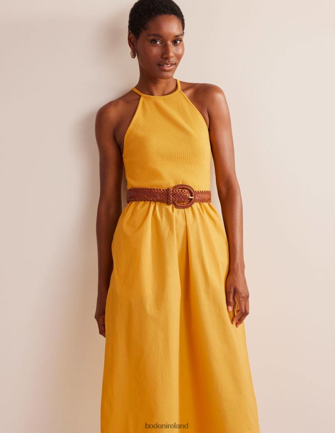 French Marigold Clothing Ribbed Halterneck Midi Dress Boden Women L466L61262